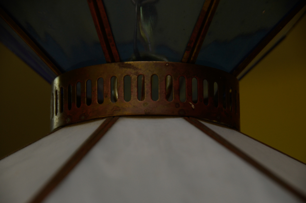 Vintage Blue and White Glass Pendant Light