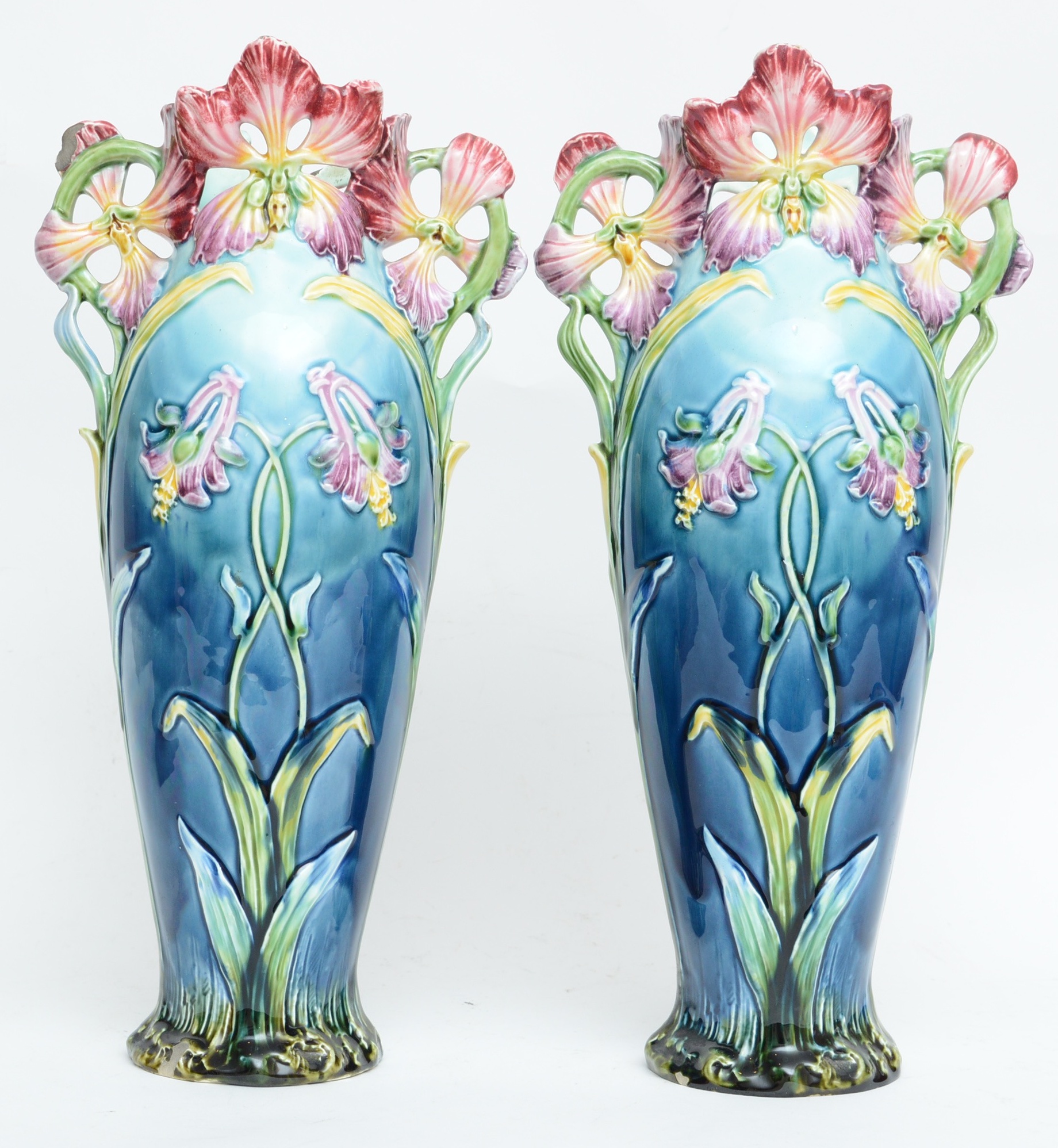 Pair of Majolica Vases