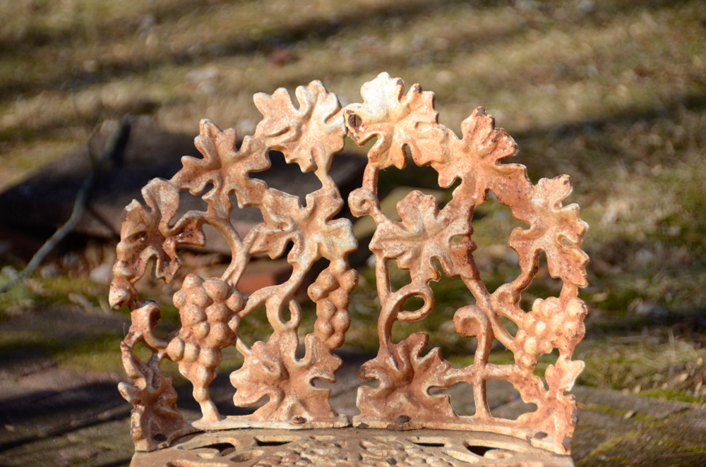 Cast Iron Bench, Armchair, Side Chair and Table