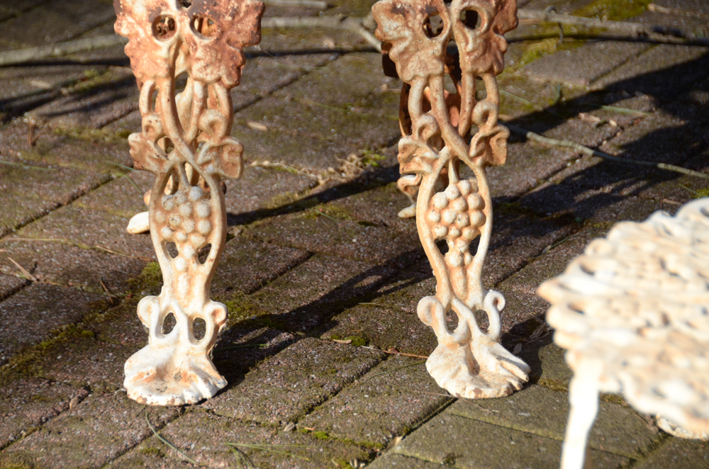 Cast Iron Bench, Armchair, Side Chair and Table