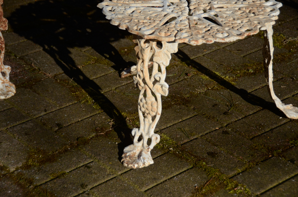 Cast Iron Bench, Armchair, Side Chair and Table