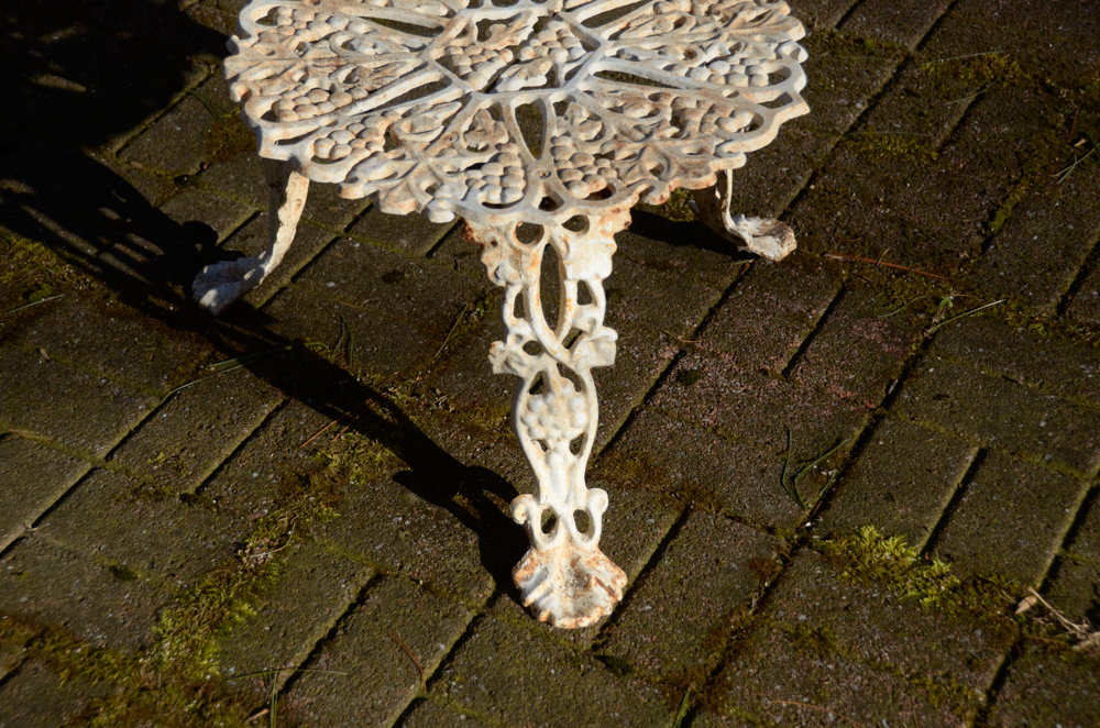 Cast Iron Bench, Armchair, Side Chair and Table