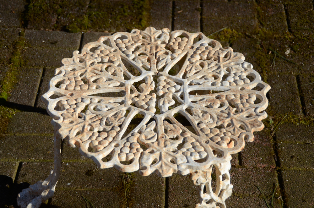 Cast Iron Bench, Armchair, Side Chair and Table