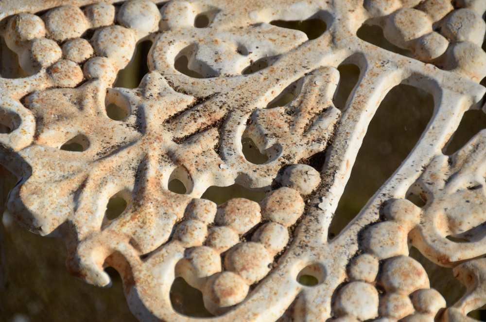 Cast Iron Bench, Armchair, Side Chair and Table