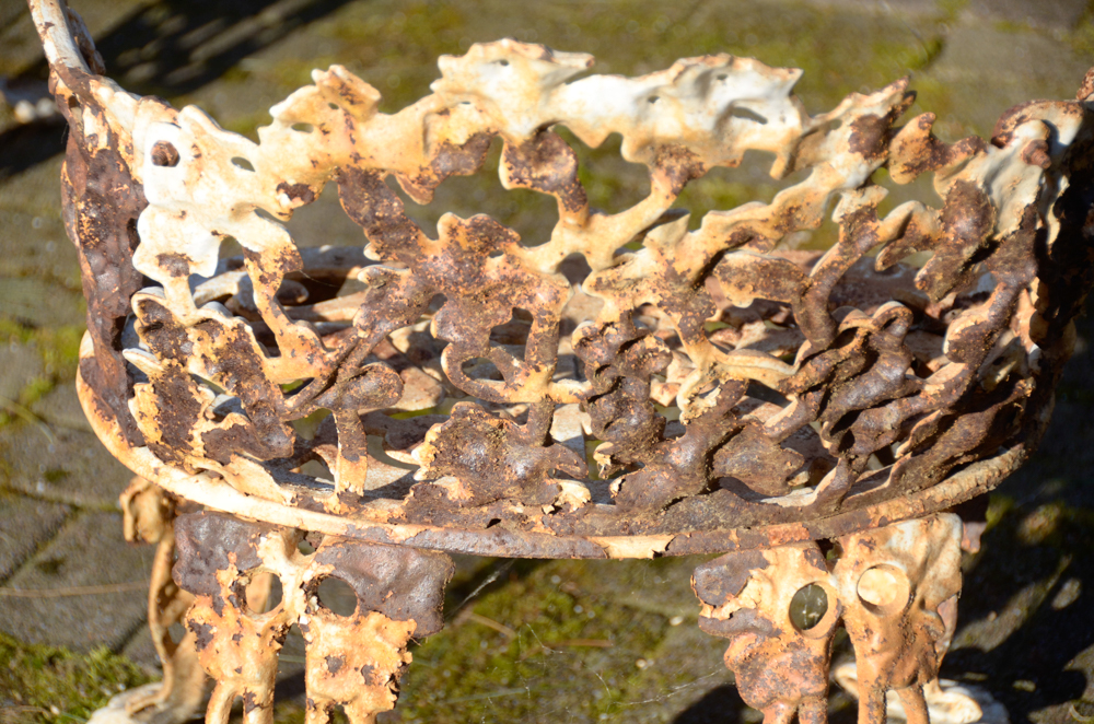 Cast Iron Bench, Armchair, Side Chair and Table