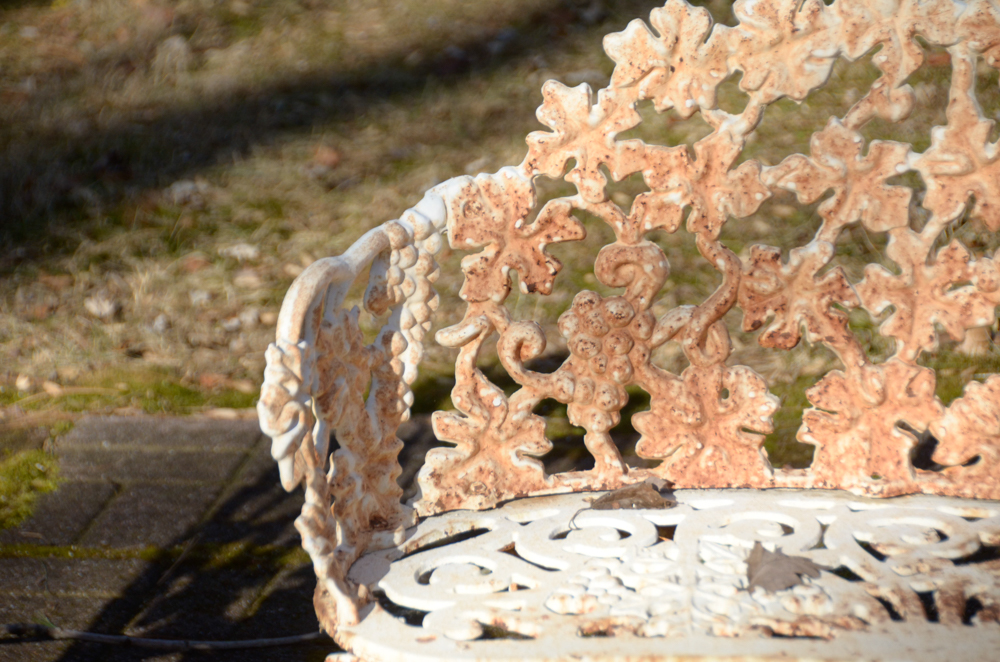 Cast Iron Bench, Armchair, Side Chair and Table