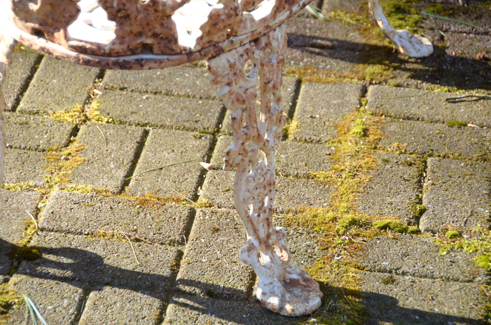 Cast Iron Bench, Armchair, Side Chair and Table