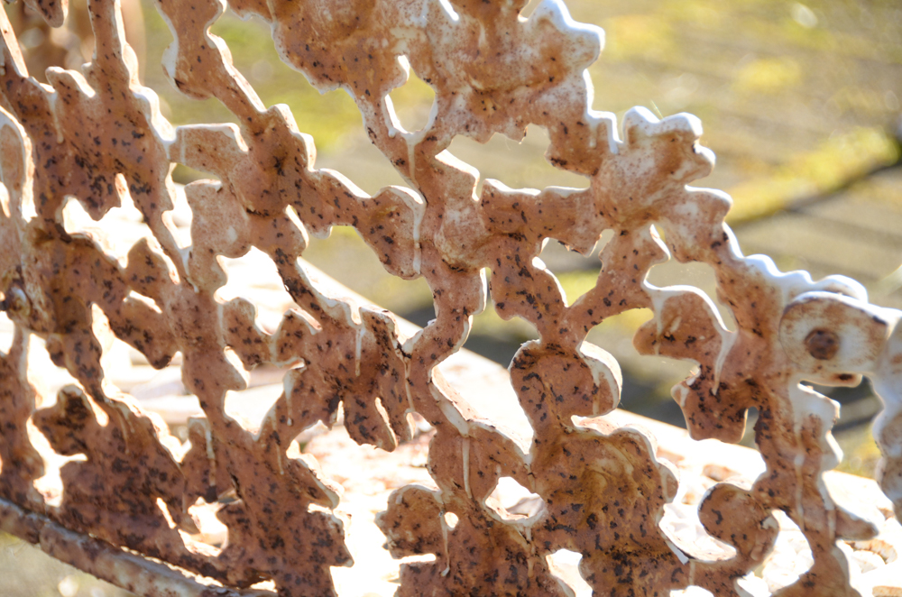 Cast Iron Bench, Armchair, Side Chair and Table