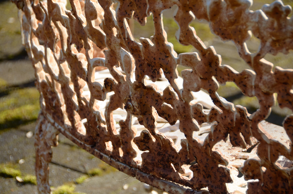 Cast Iron Bench, Armchair, Side Chair and Table