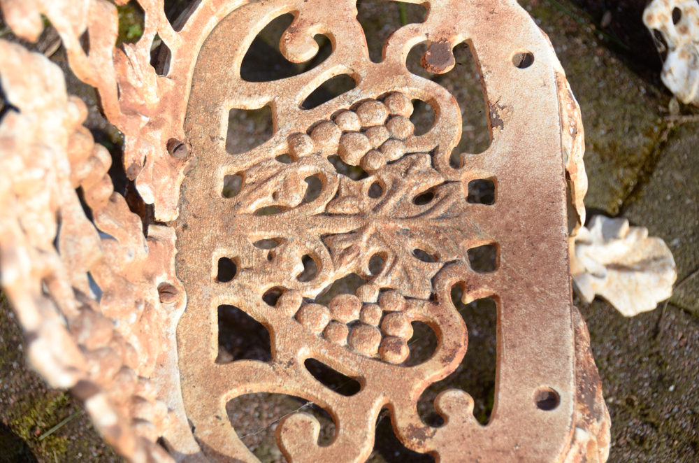 Cast Iron Bench, Armchair, Side Chair and Table