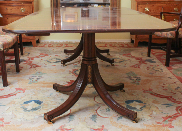 Federal Style Dining Table from Baker Furniture and Chippendale Style Chairs
