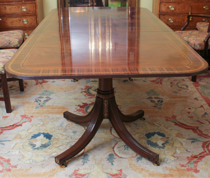 Federal Style Dining Table from Baker Furniture and Chippendale Style Chairs