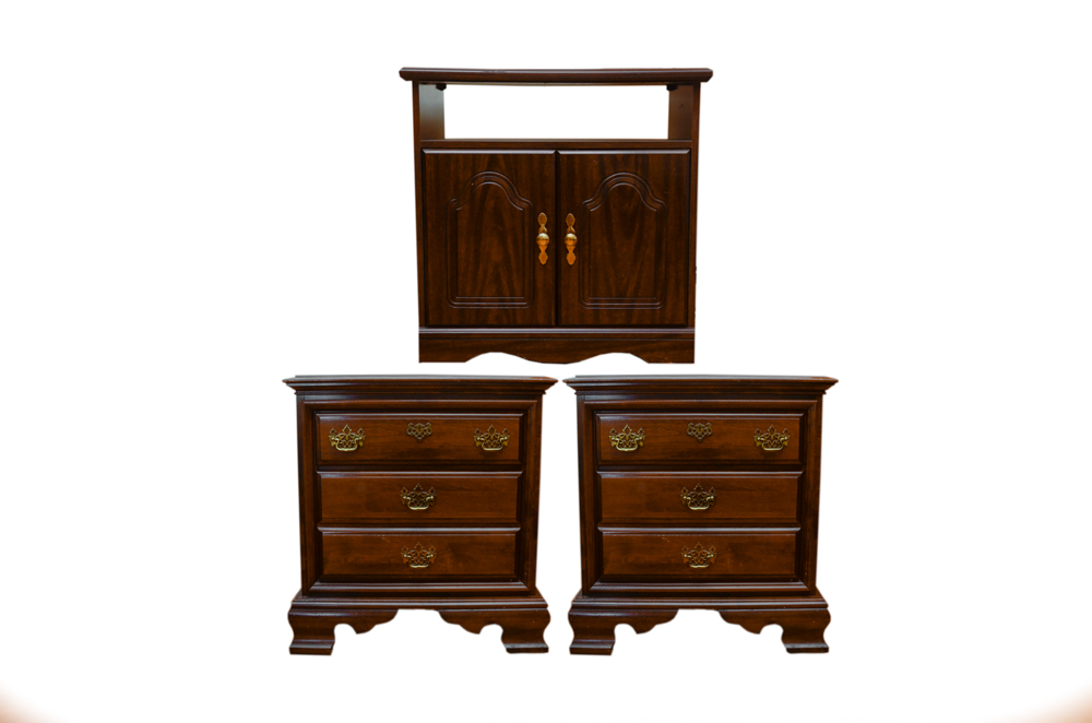 Vintage Chippendale Style Nightstands and Entertainment Console