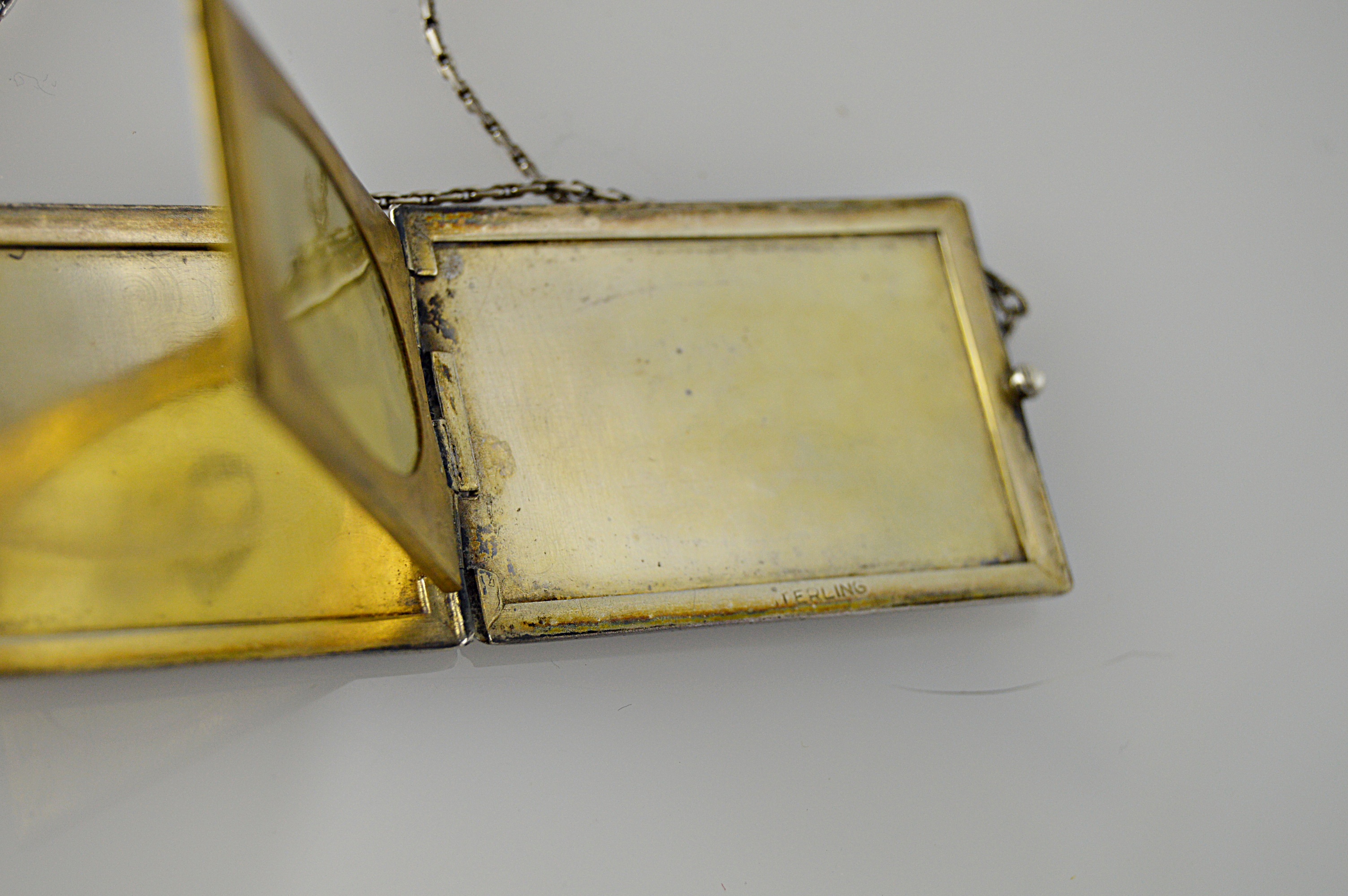 Edwardian Wolcott Sterling Silver Locket Pendant Necklace