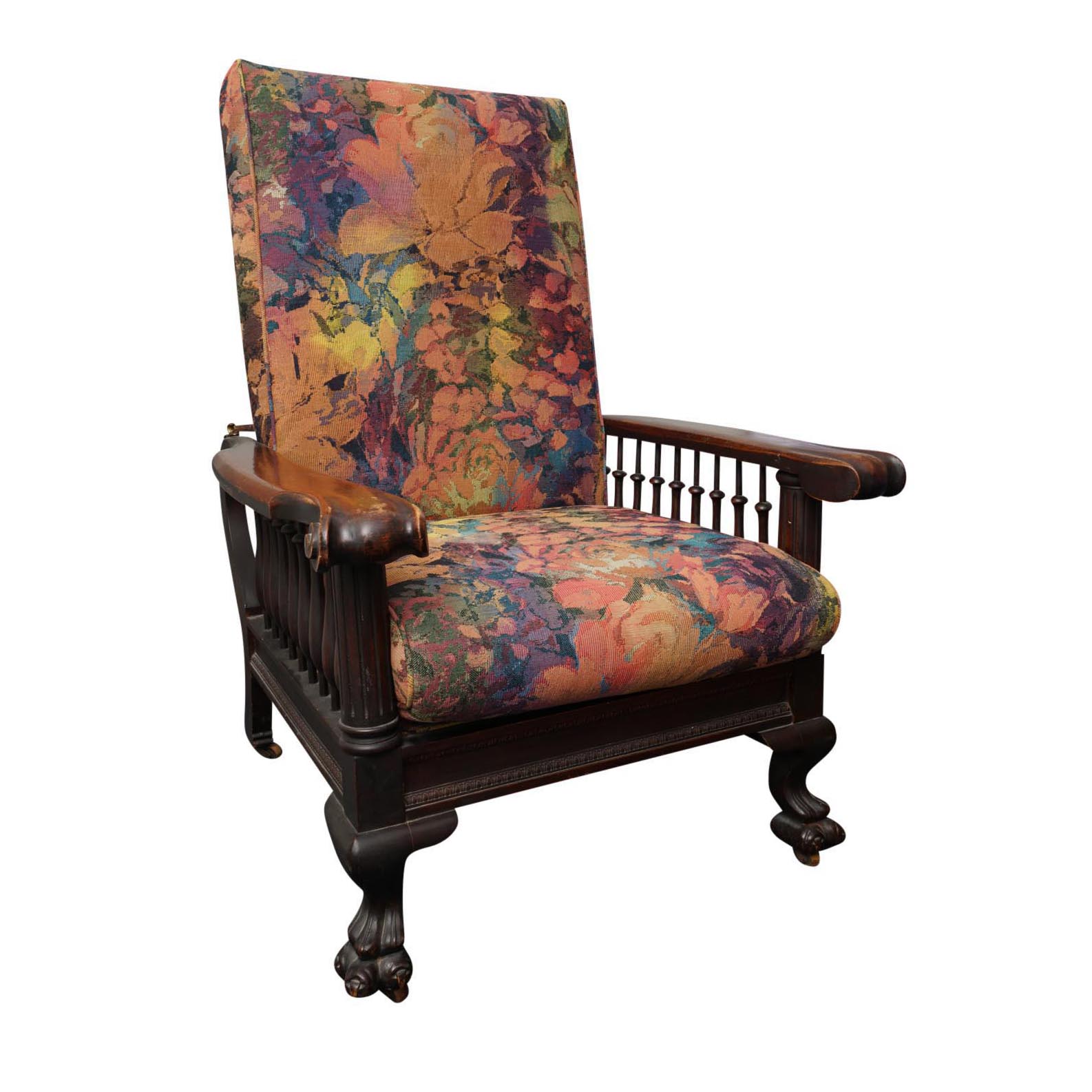 Vintage Renaissance Revival Style Mahogany Reclining Chair
