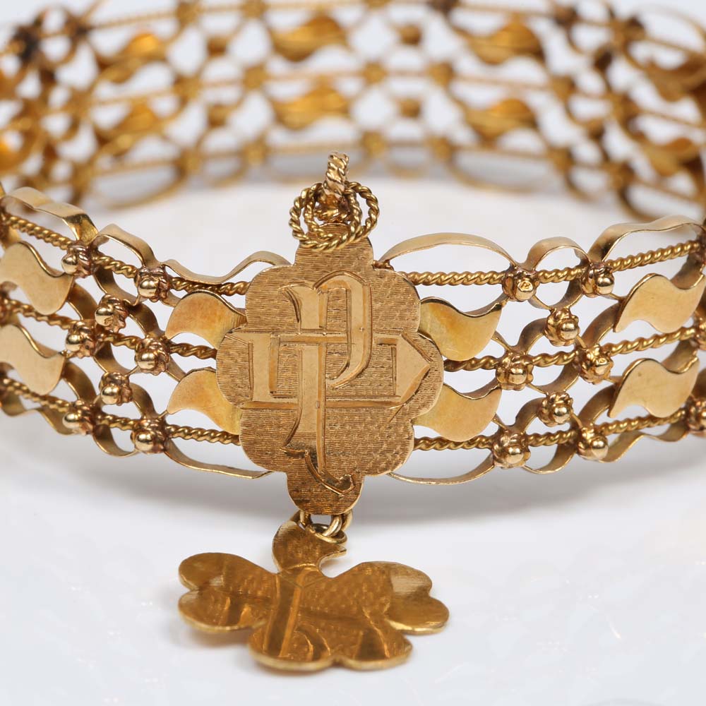 Vintage 18K Yellow Gold Bracelet and Charm