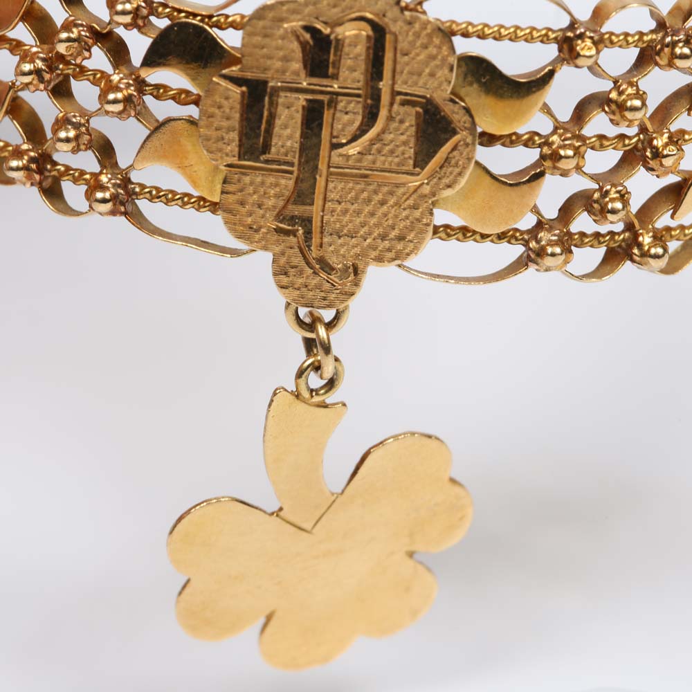 Vintage 18K Yellow Gold Bracelet and Charm