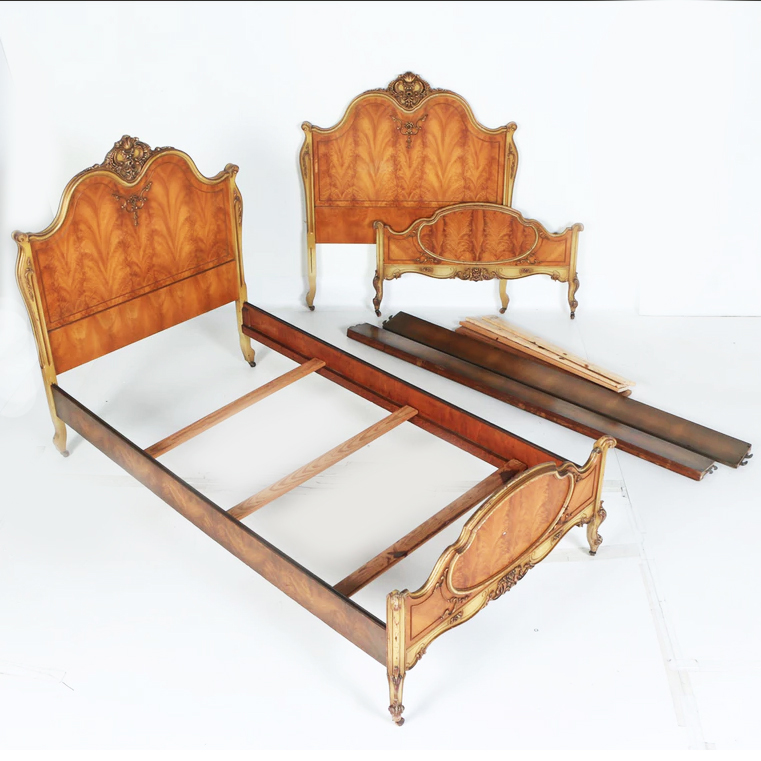 Vintage Louis XV Style Twin Size Bed Frames by John M. Smyth Co.