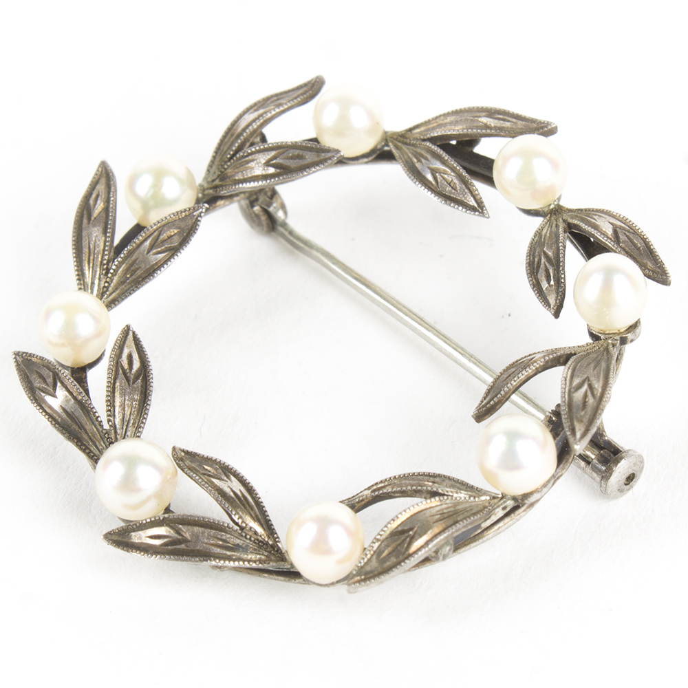 Silver and Pearl Brooch