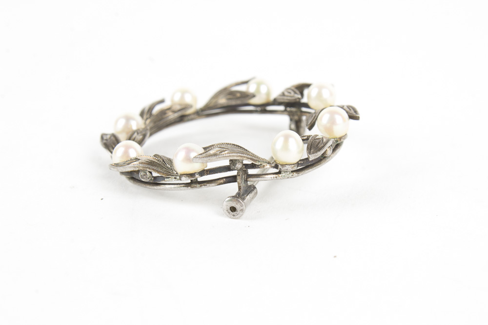 Silver and Pearl Brooch