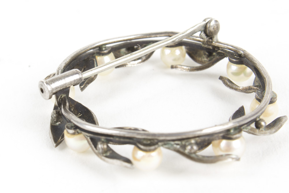 Silver and Pearl Brooch