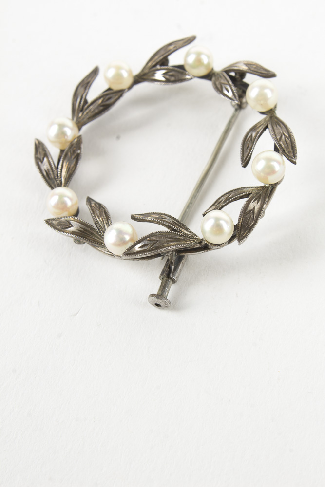 Silver and Pearl Brooch
