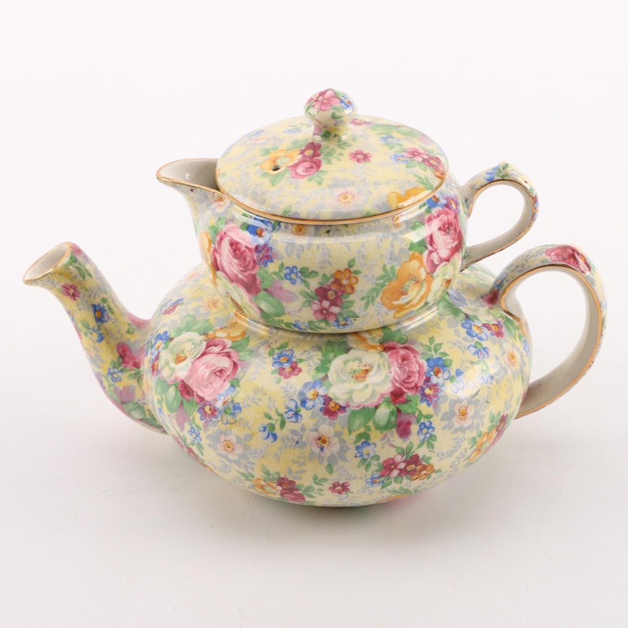 Lord Nelson "Rose Time" Porcelain Stacking Teapot and Creamer