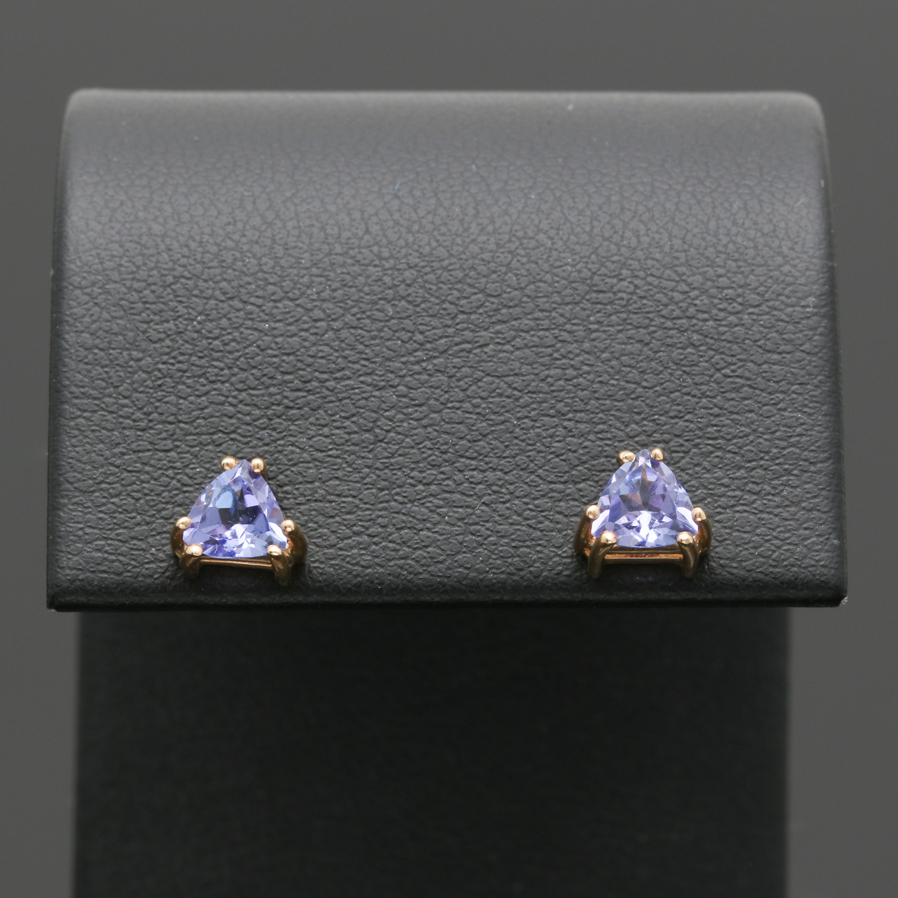 14K Yellow Gold Tanzanite Stud Earrings