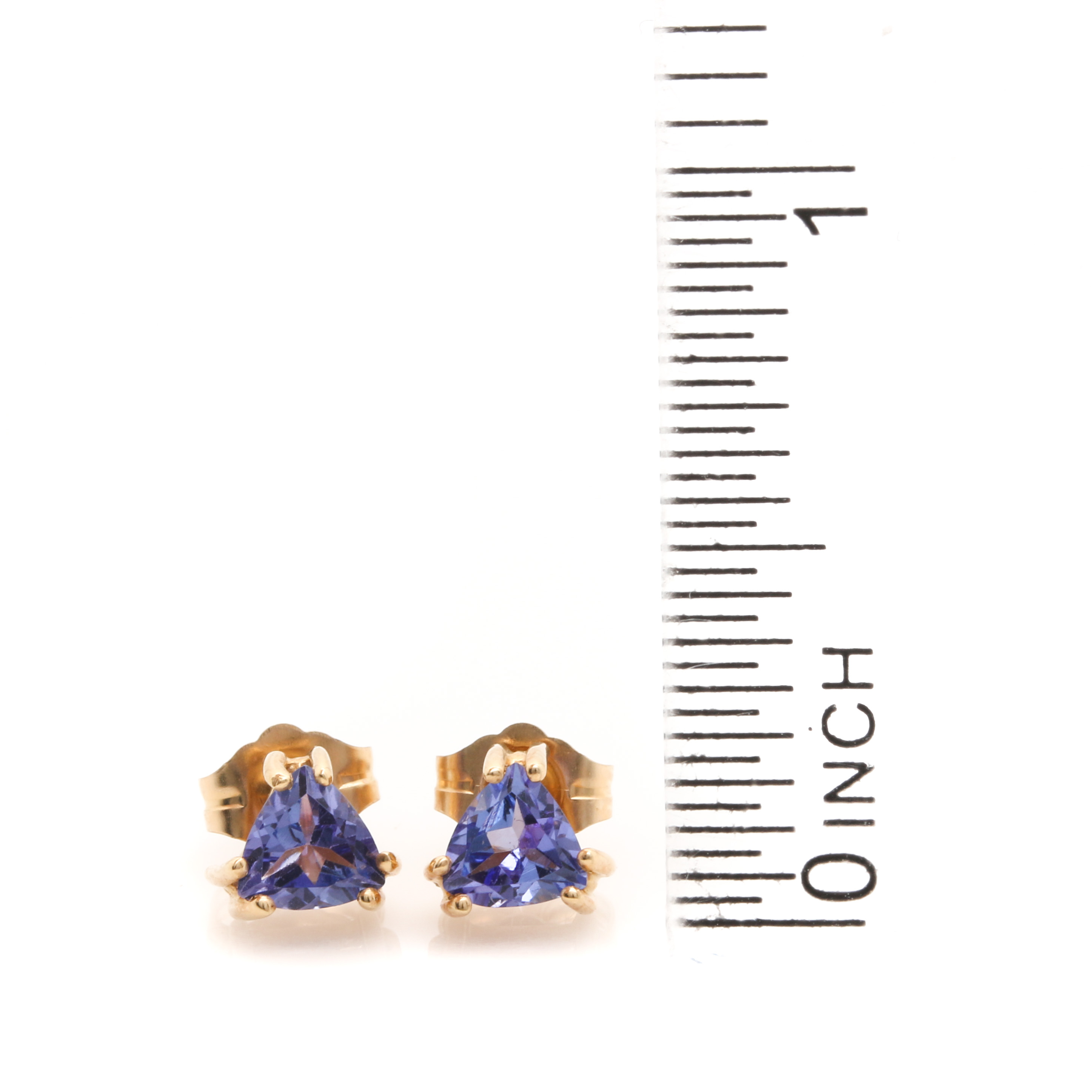 14K Yellow Gold Tanzanite Stud Earrings