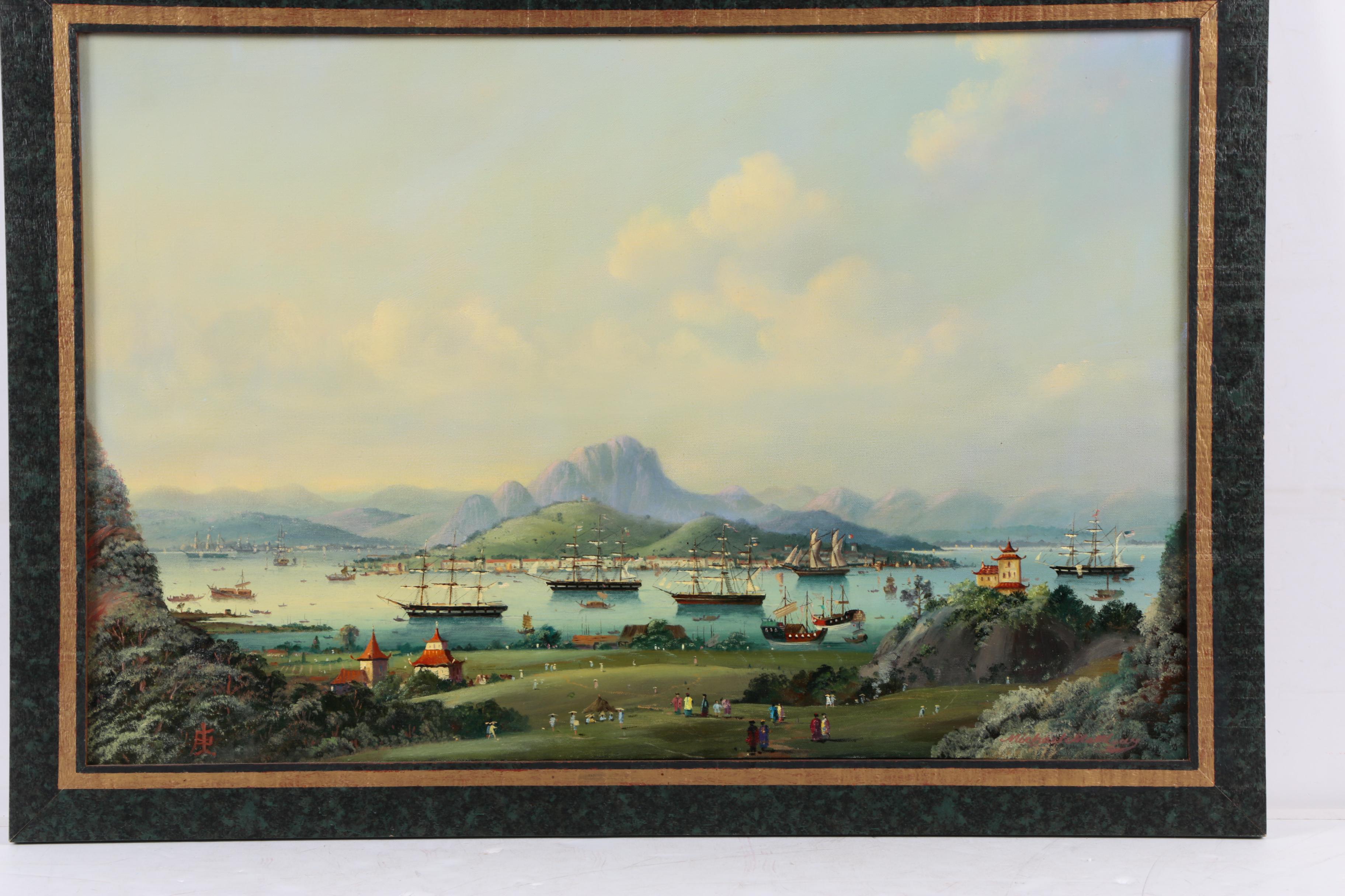 Michael Matthews Oil Painting on Canvas "The Port of Whampoa"
