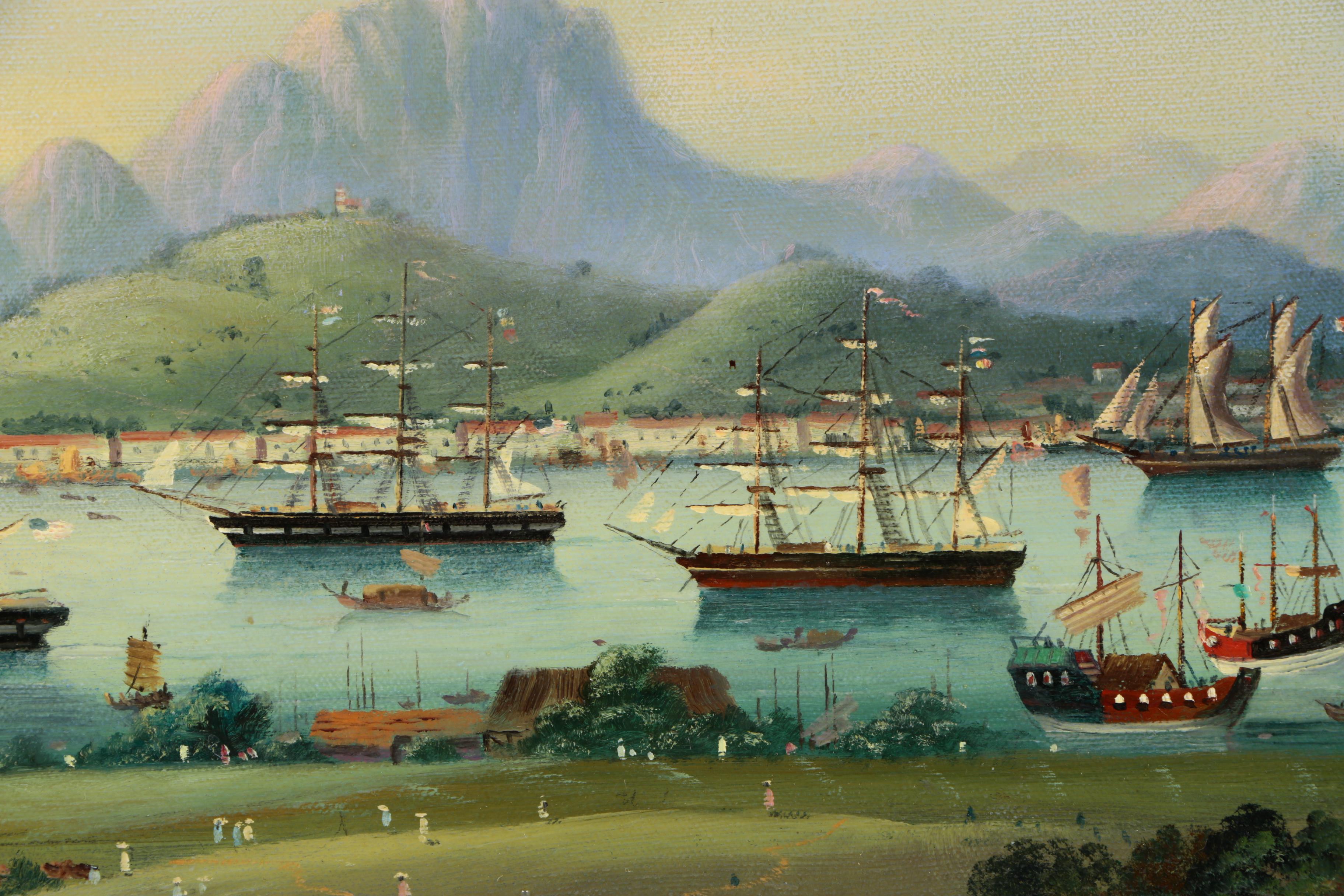 Michael Matthews Oil Painting on Canvas "The Port of Whampoa"