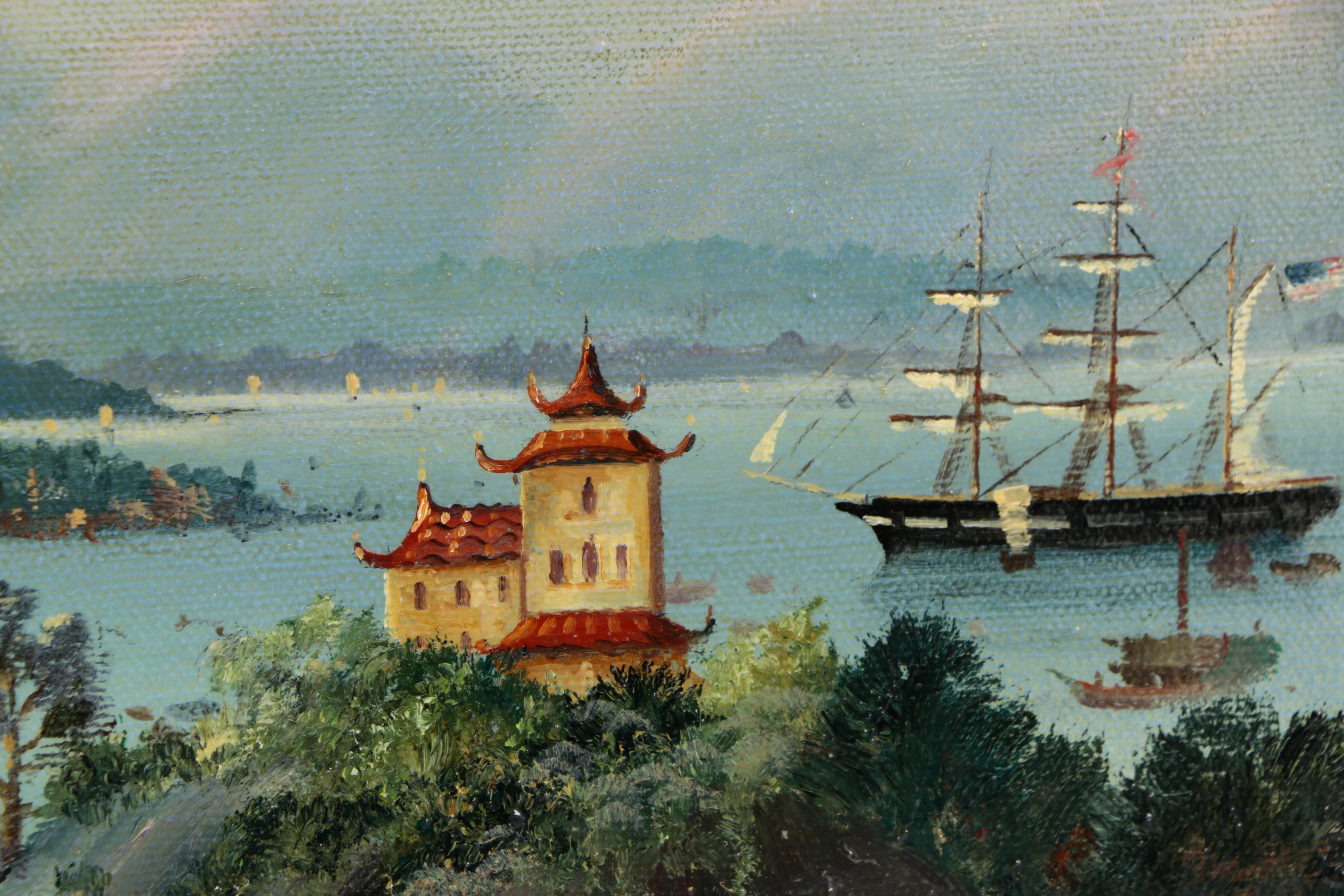 Michael Matthews Oil Painting on Canvas "The Port of Whampoa"