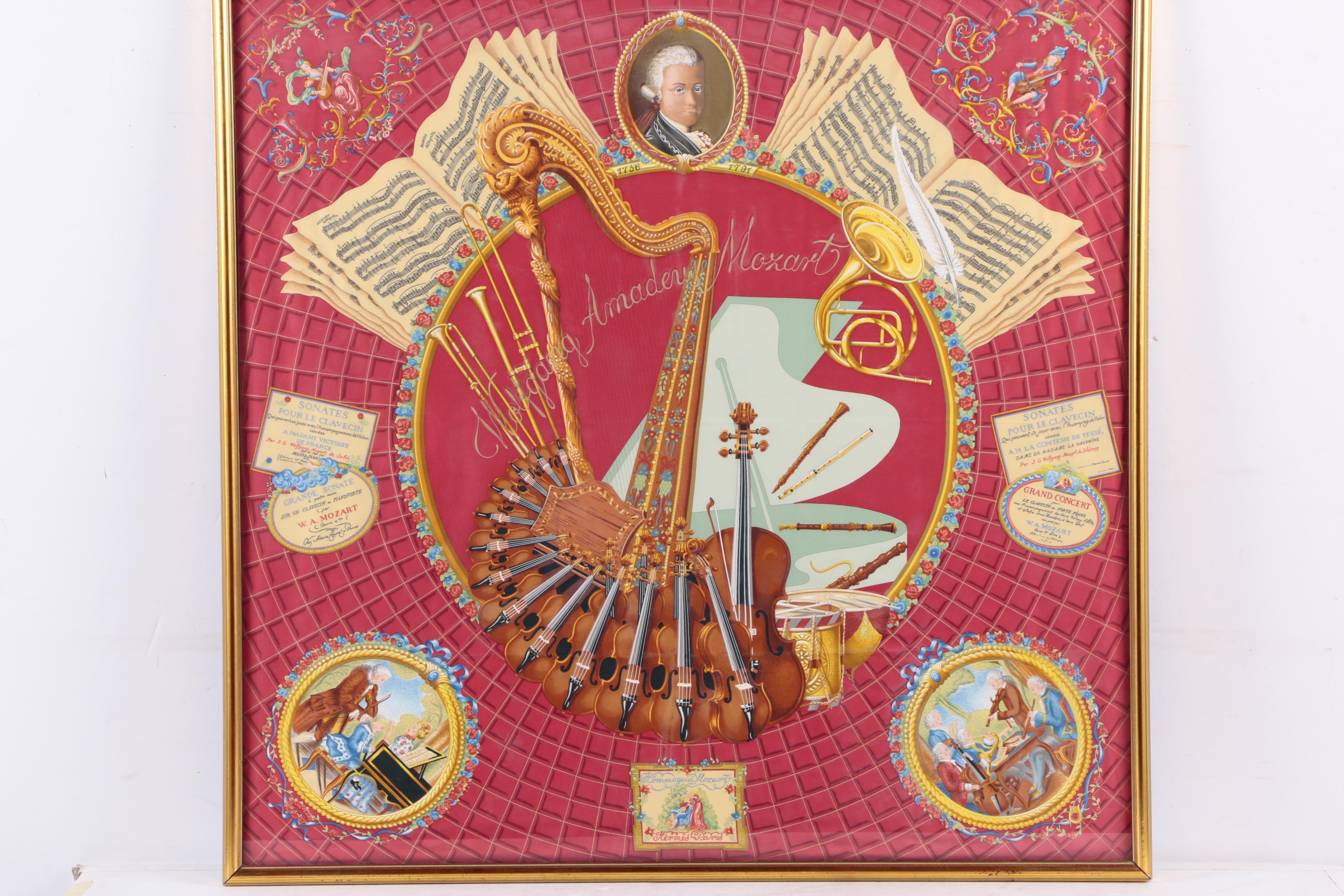 Vintage Silk Scarf Designed after Julie Abadie "Hommage a Mozart"