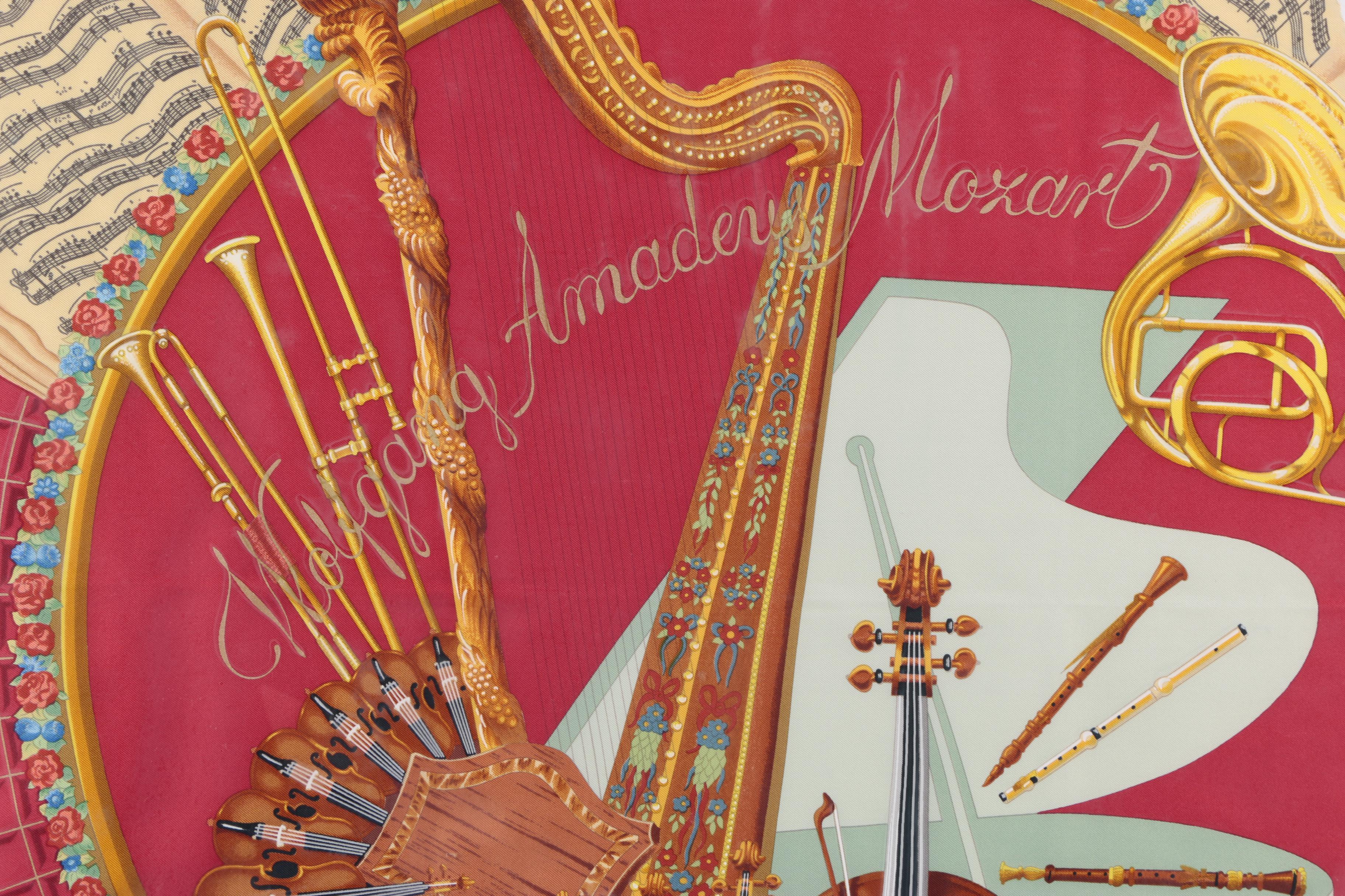 Vintage Silk Scarf Designed after Julie Abadie "Hommage a Mozart"