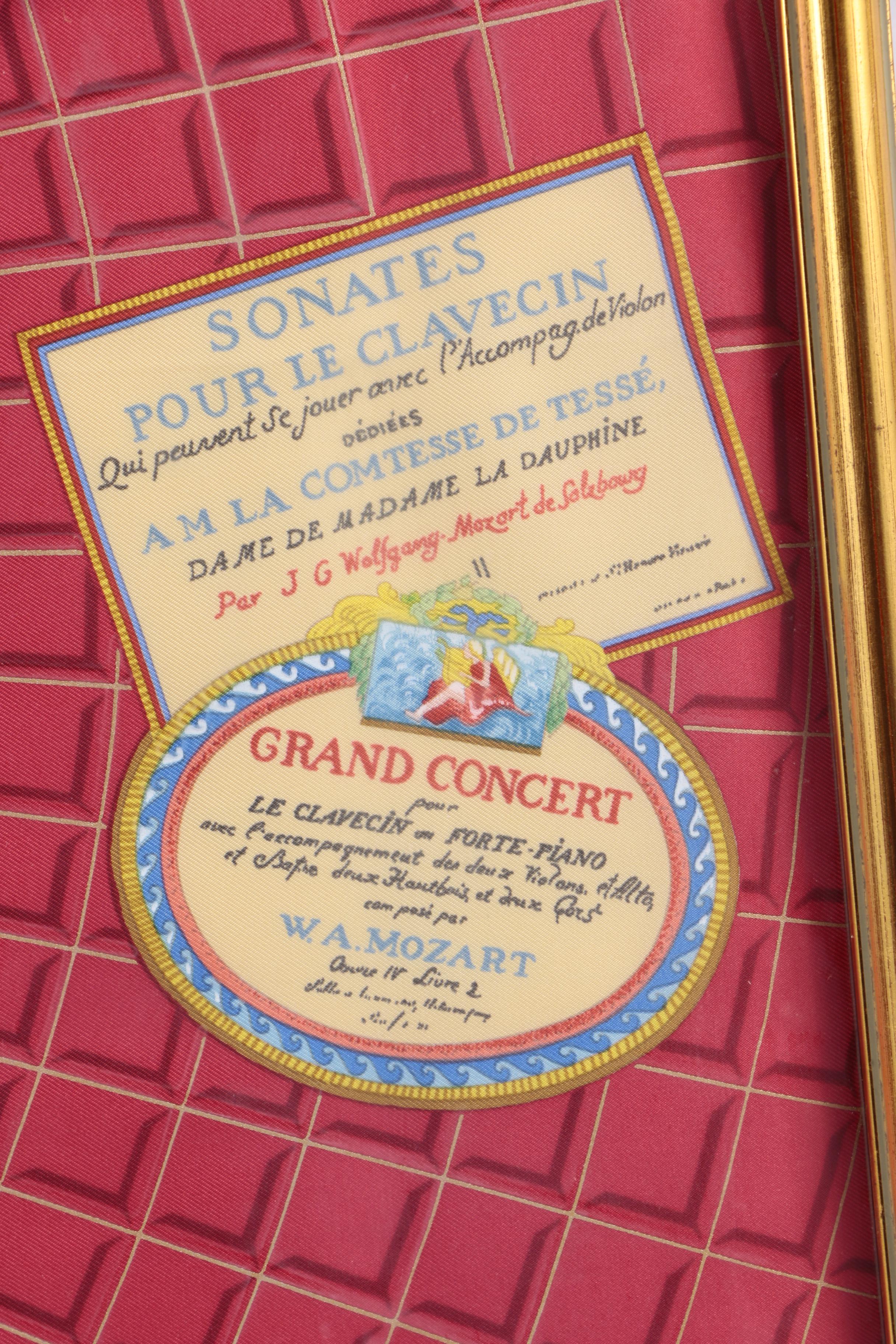 Vintage Silk Scarf Designed after Julie Abadie "Hommage a Mozart"