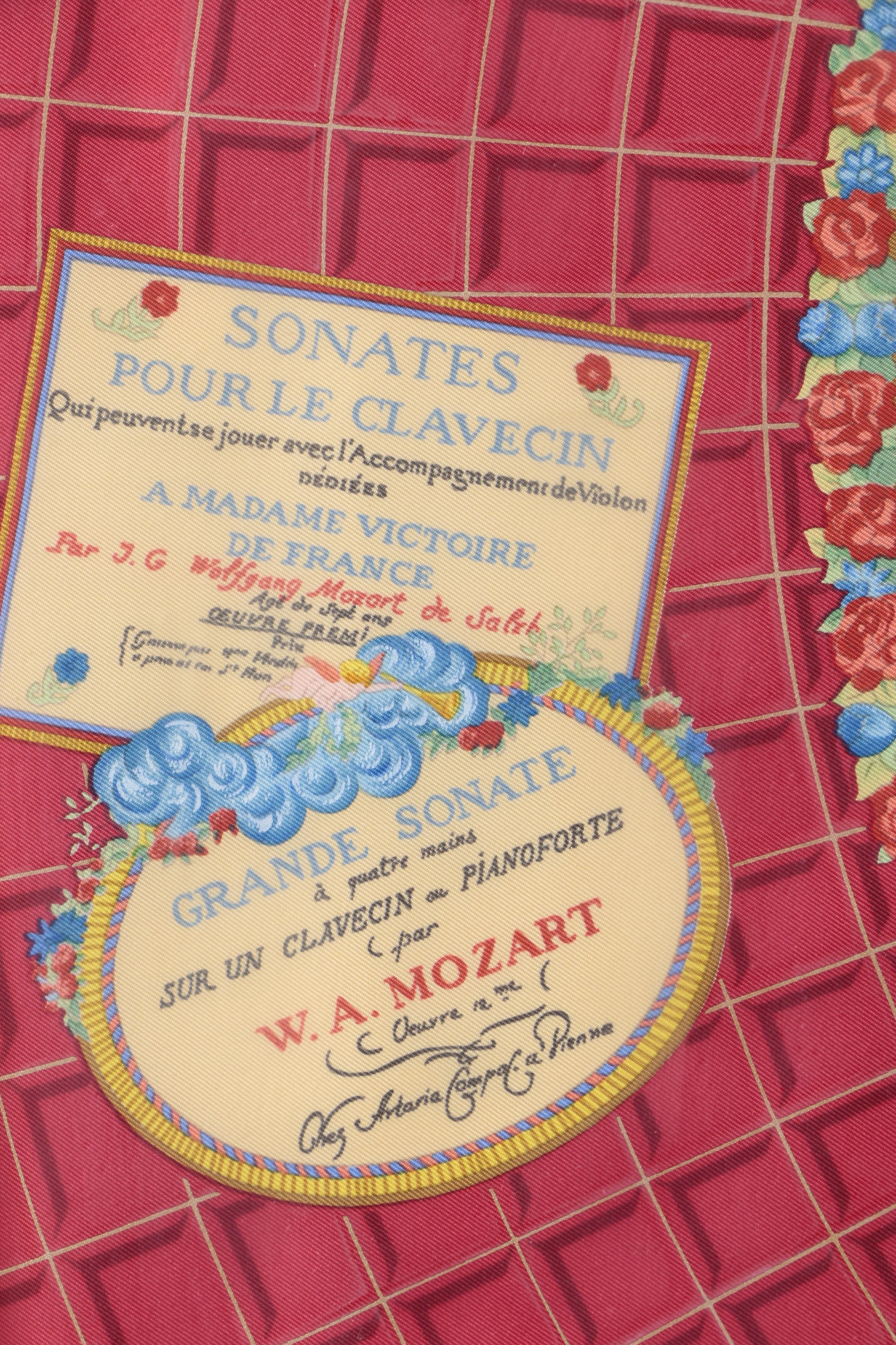Vintage Silk Scarf Designed after Julie Abadie "Hommage a Mozart"
