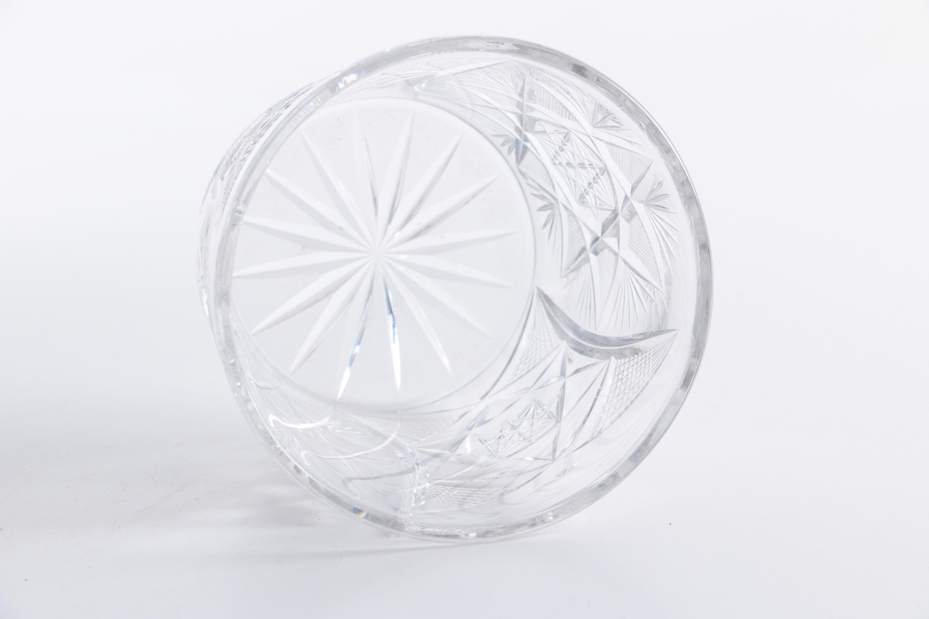 Crystal Ice Bucket with Silver Plate Tongs