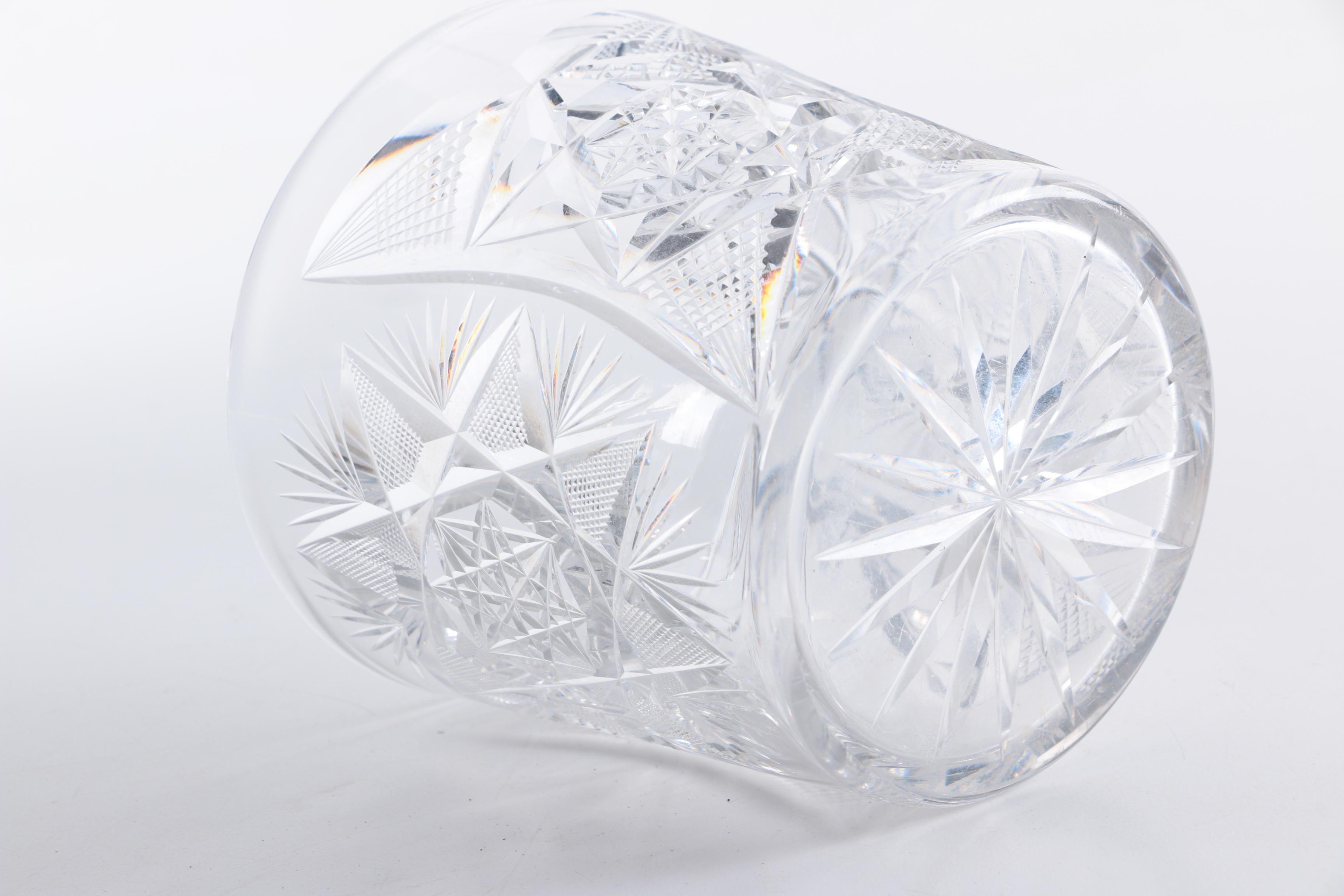 Crystal Ice Bucket with Silver Plate Tongs
