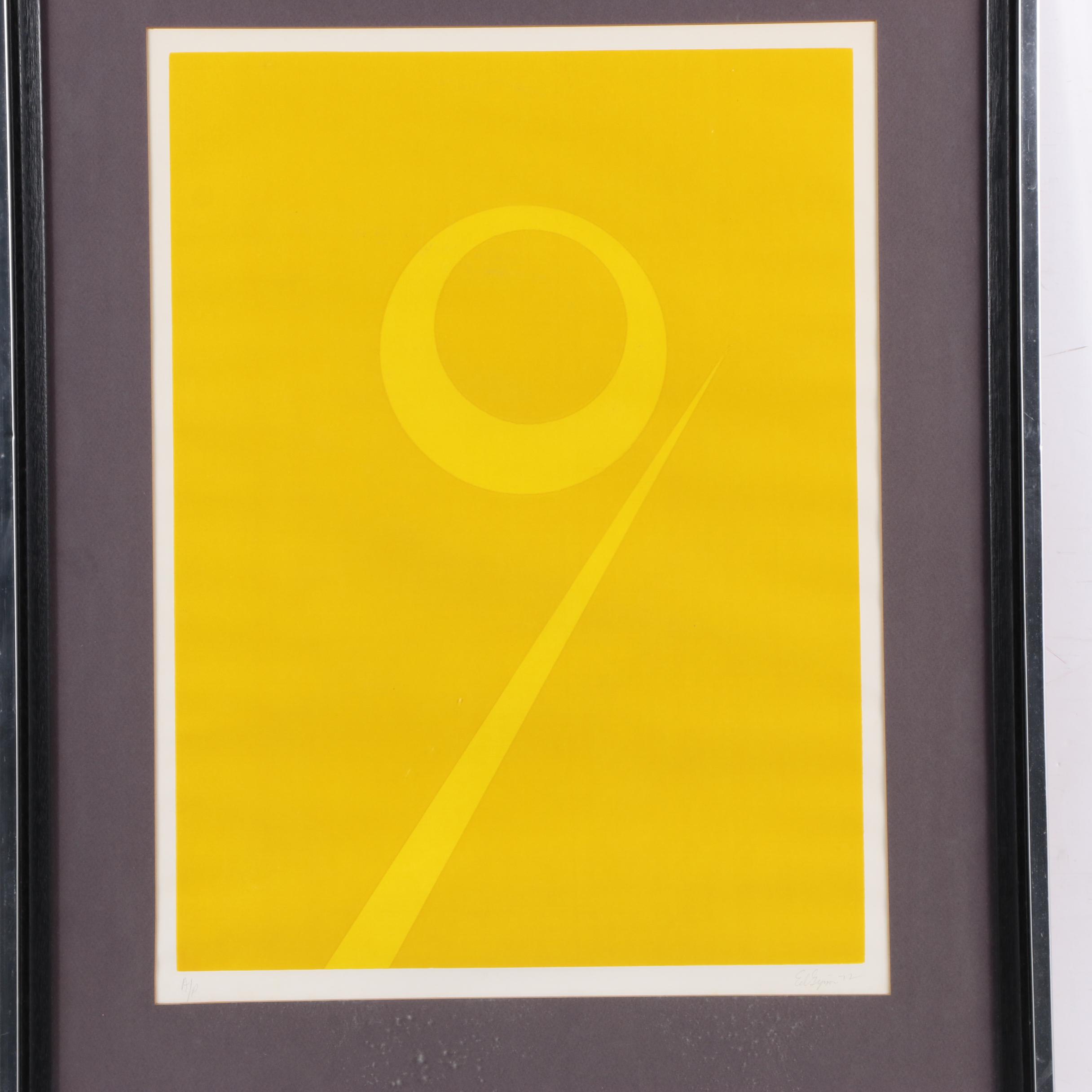 1972 Artist's Proof Lithograph on Paper of Abstract Yellow Composition