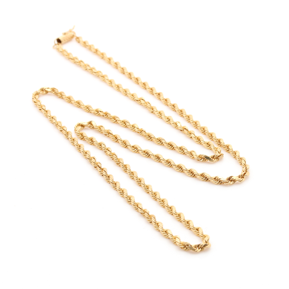 14K Yellow Gold French Rope Necklace