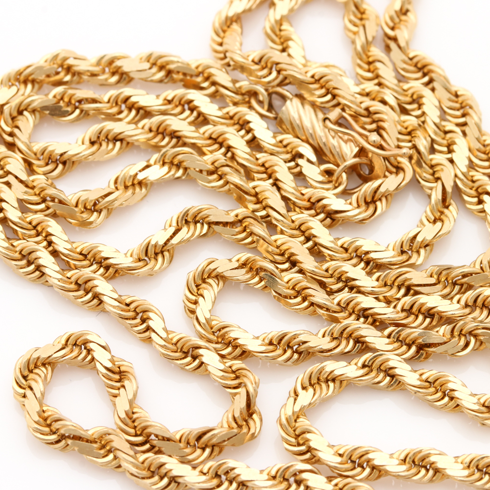 14K Yellow Gold French Rope Necklace