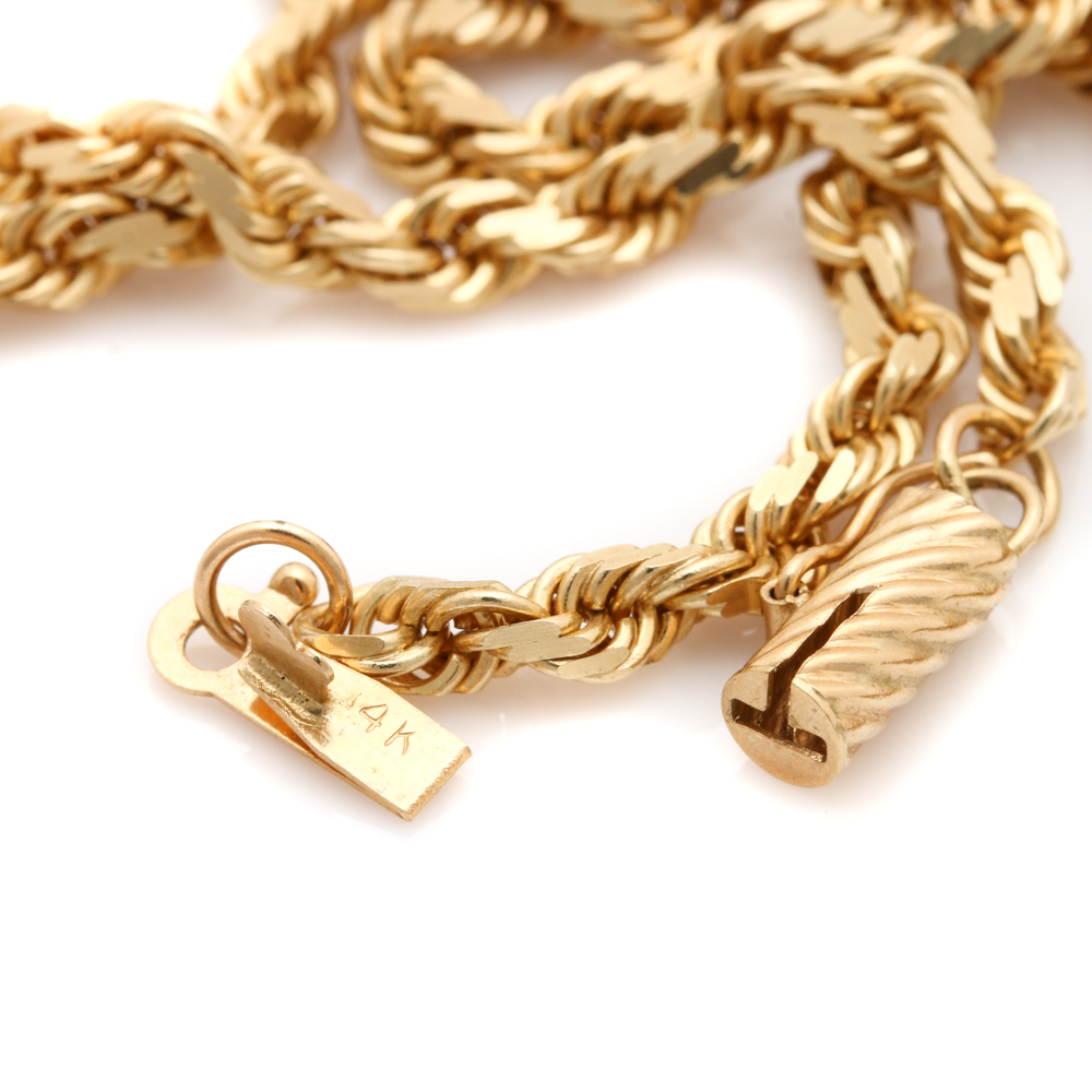14K Yellow Gold French Rope Necklace