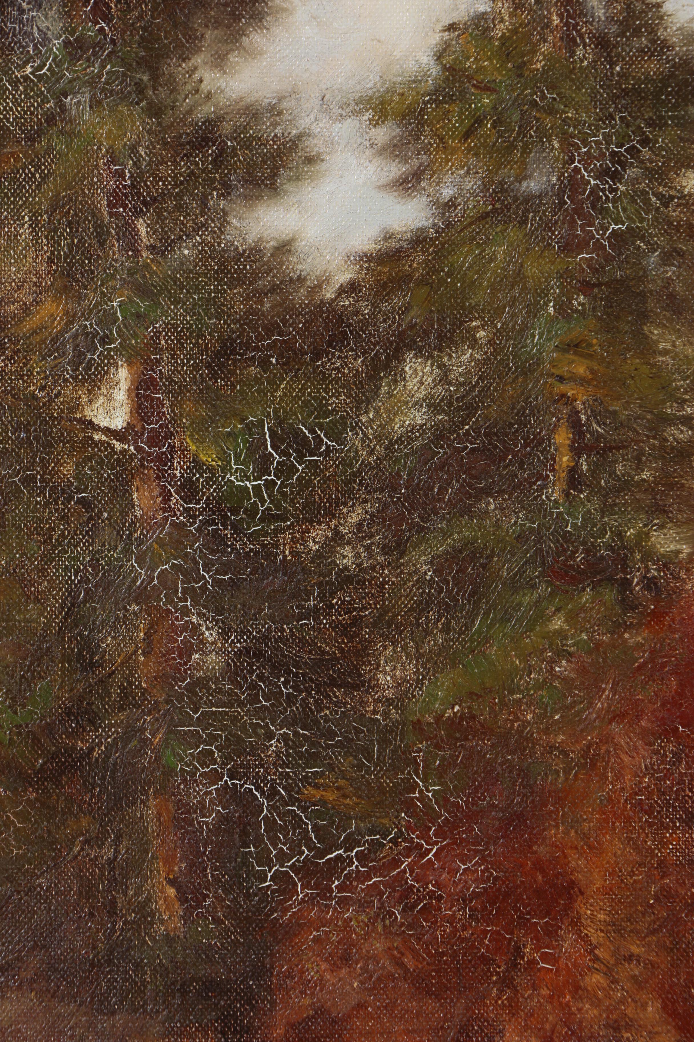 Hans Runge Oil Painting on Canvas of German Village in Autumn