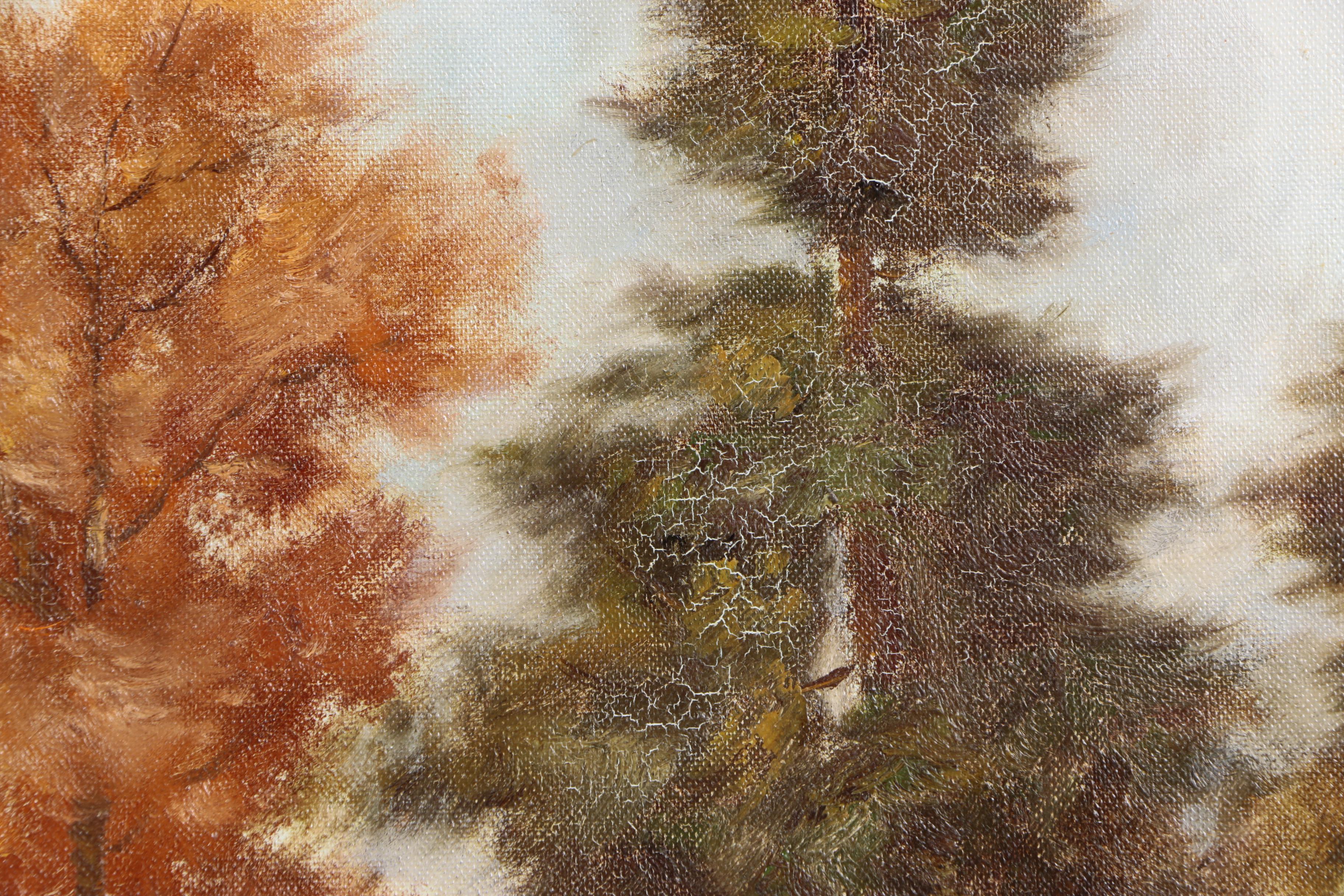 Hans Runge Oil Painting on Canvas of German Village in Autumn