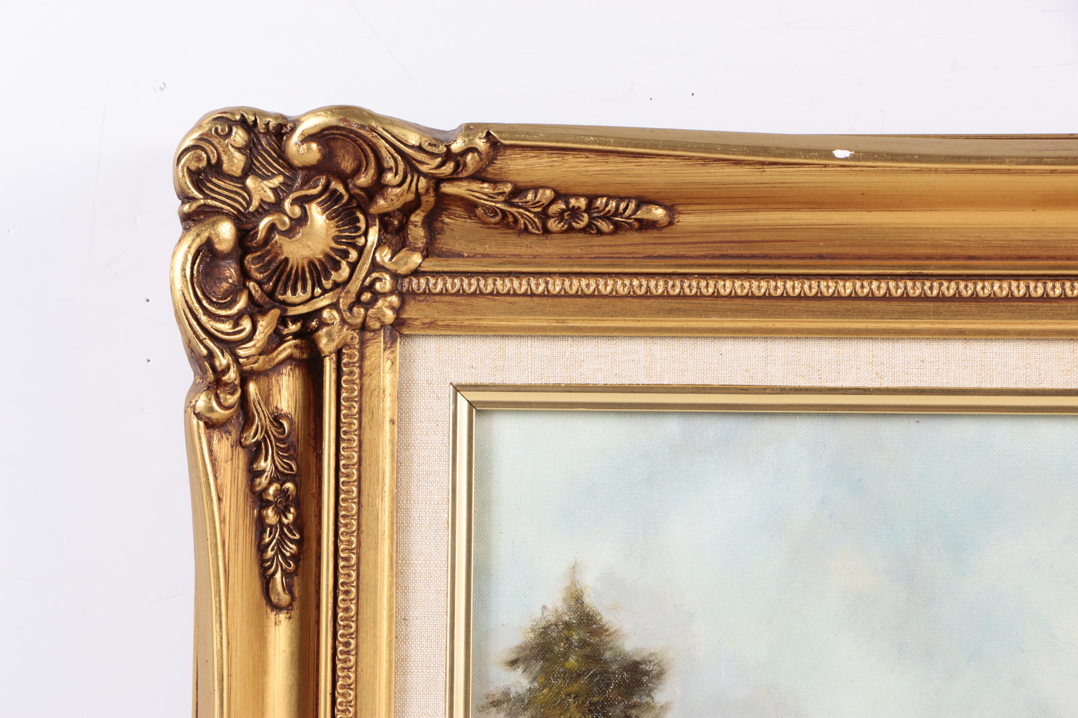 Hans Runge Oil Painting on Canvas of German Village in Autumn