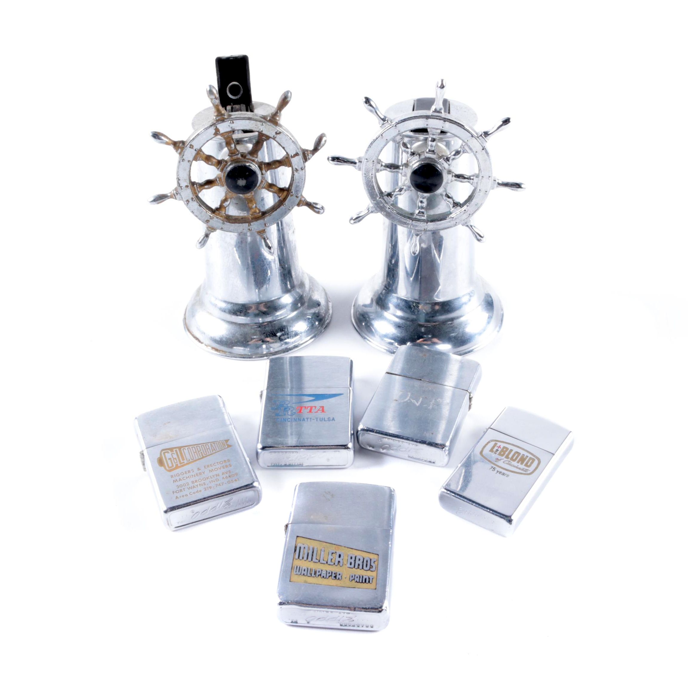 Vintage Boat Helm Themed Table Lighters and Zippo Pocket Lighters