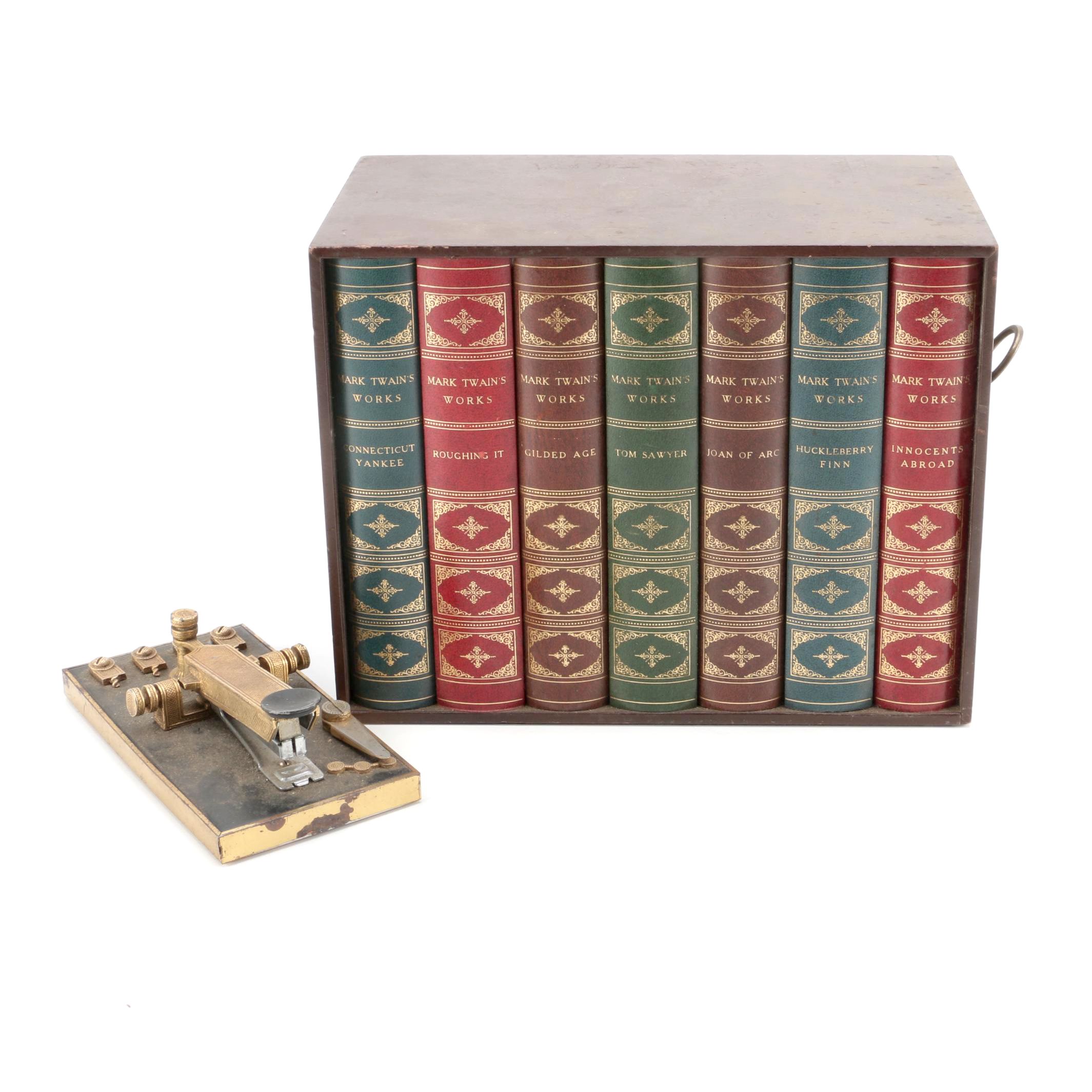 Vintage Silvertone "Mark Twain's Works" Speaker with Telegraph Key