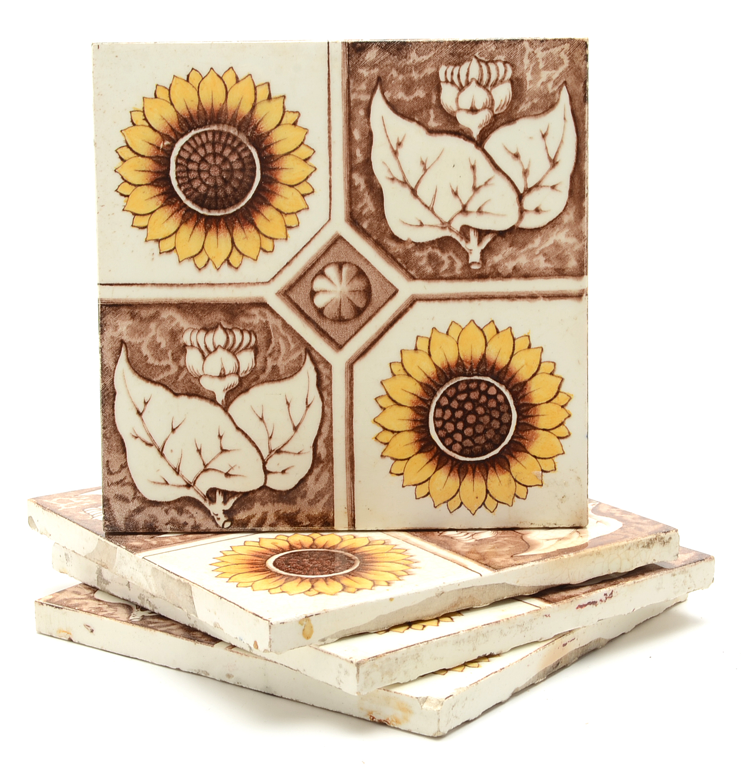 Ten 19th Century Glazed English Tiles including Mintons China Works