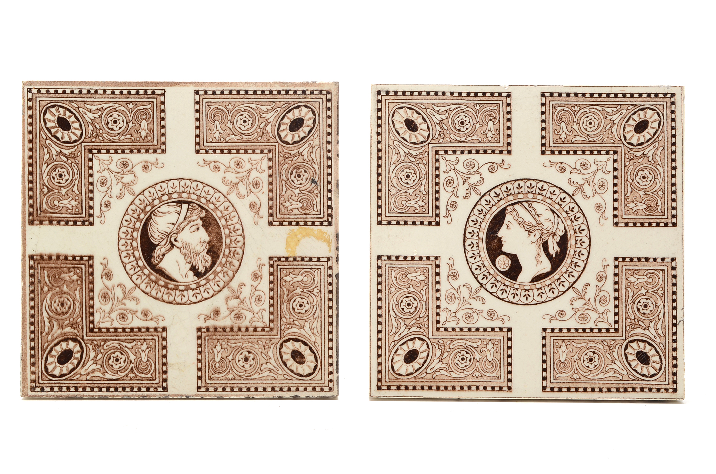 Ten 19th Century Glazed English Tiles including Mintons China Works