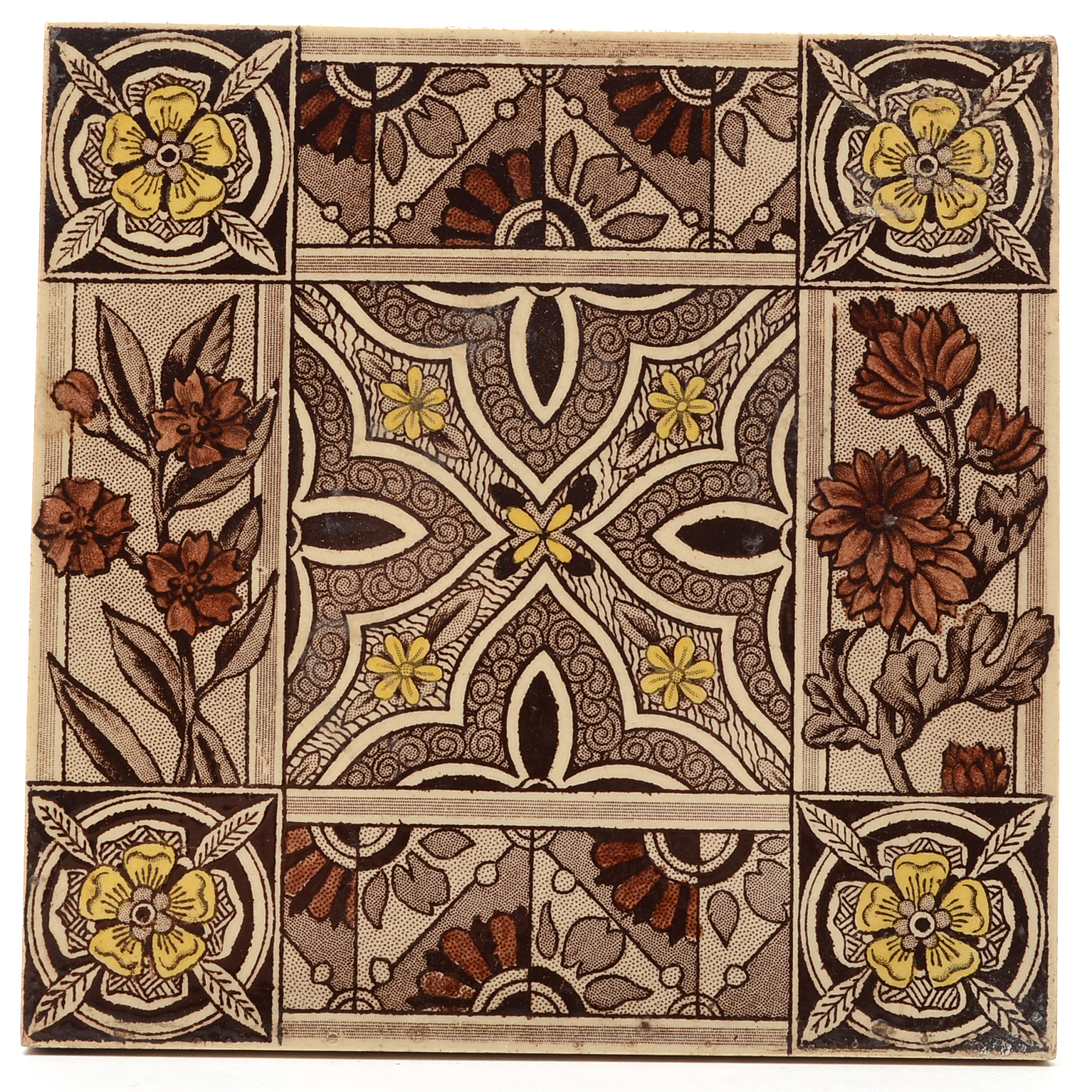 Ten 19th Century Glazed English Tiles including Mintons China Works